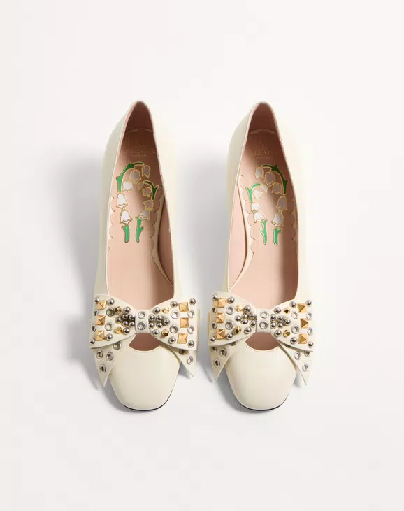 Valentino Bowow Pump In Kidskin With Studs 45Mm - Image 5
